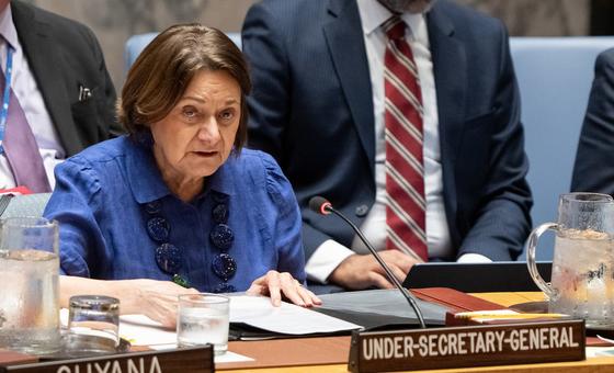 Rosemary DiCarlo, Secrétaire générale adjointe aux affaires politiques de l’ONU, lors de la réunion du Conseil de sécurité sur le nucléaire iranien.