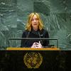 意大利总理梅洛尼在联大一般性辩论上发言。