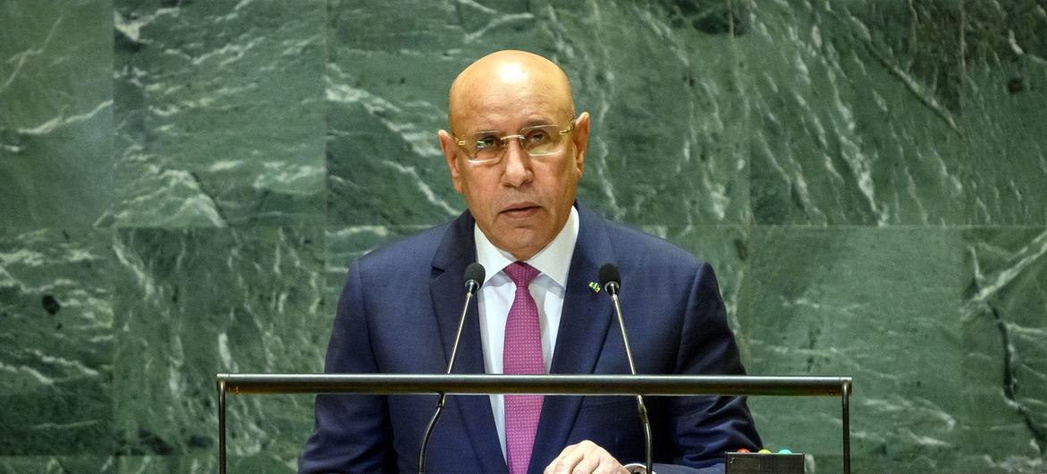 الرئيس الموريتاني محمد ولد الشيخ الغزواني يلقي كلمة في المناقشة العامة للدورة 79 للجمعية العامة.