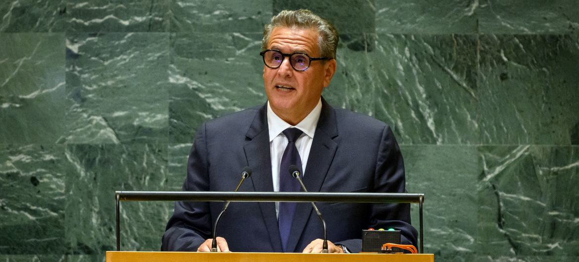 ألقى عزيز أخنوش، رئيس حكومة المغرب، كلمة أمام المناقشة العامة للدورة التاسعة والسبعين للجمعية العامة United Nations في نيويورك.