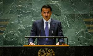 Sheikh Tamim bin Hamad Al Thani, Amir of the State of Qatar, addresses the general debate of the General Assembly's seventy-ninth session.