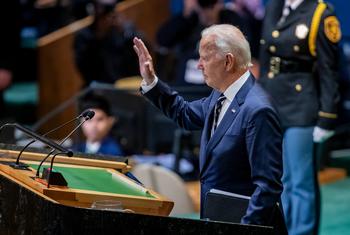 O presidente dos EUA, Joseph Biden, discursa no debate geral da 79ª sessão da Assembleia Geral.