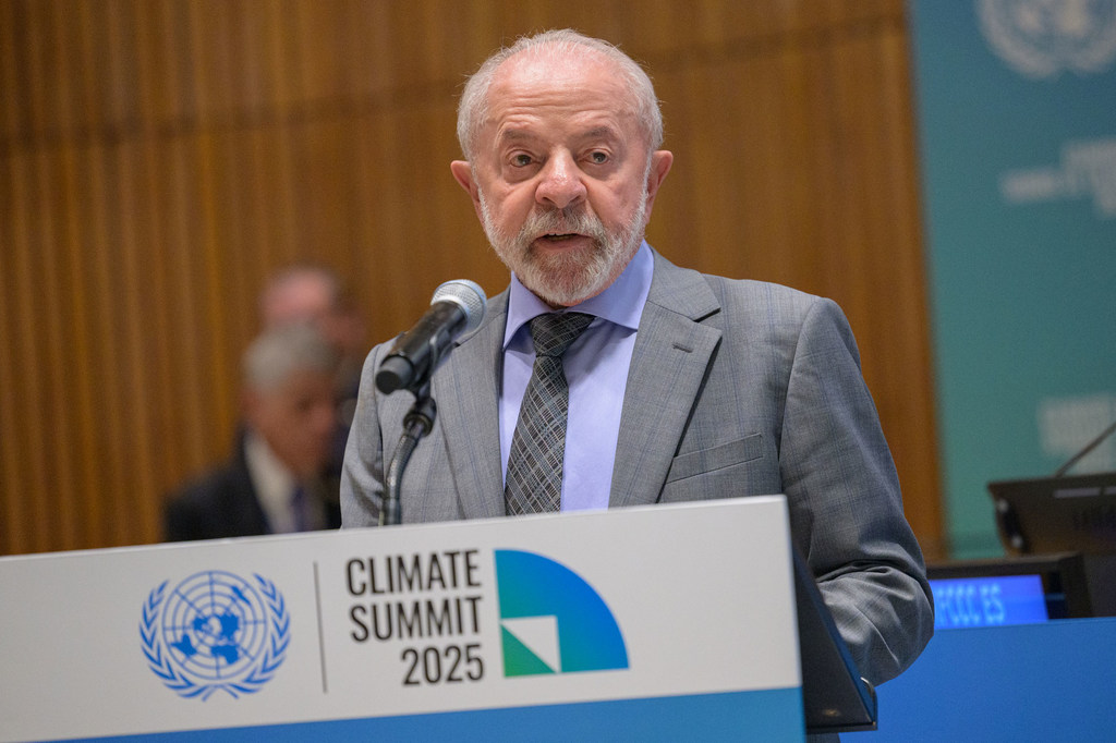 O presidente Luiz Inácio Lula da Silva do Brasil discursa na Cúpula do Clima 2025, um evento especial de alto nível sobre Ação Climática