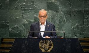 President Masoud Pezeshkian of Iran addresses the general debate of the General Assembly's eightieth session.