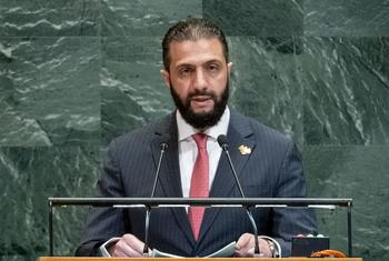 Le Président de la République arabe syrienne, Ahmad Al-Sharaa, s’exprime lors du débat général de la quatre-vingtième session de l’Assemblée générale.