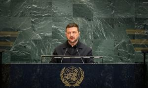 President Volodymyr Zelensky of Ukraine addresses the general debate of the General Assembly's eightieth session.