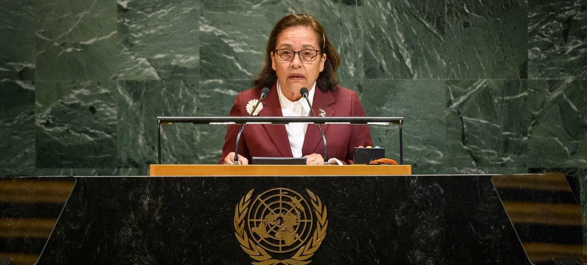 President Hilda Heine of Marshall Islands addresses the general debate of the General Assembly's eightieth session.