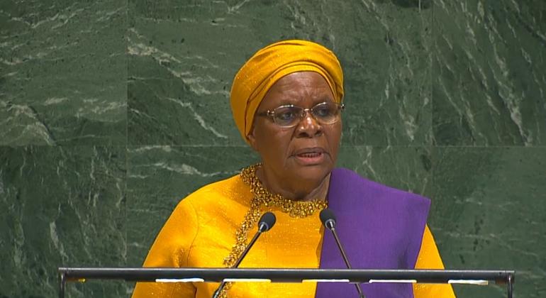 Netumbo Nandi-Ndaitwah, Rais wa Namibia akihutubia akihutubia mjadala mkuu wa mkutano wa 80 wa Baraza Kuu la UN Netumbo Nandi-Ndaitwah, Rais wa Namibia akihutubia akihutubia mjadala mkuu wa mkutano wa 80 wa Baraza Kuu la UN