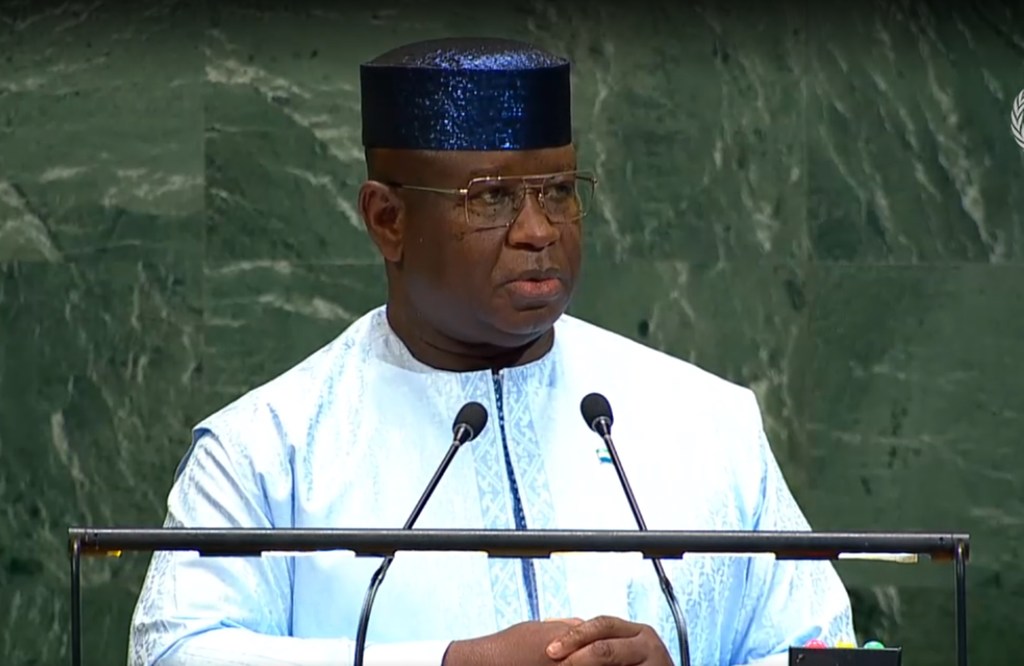 Julius Maada Bio, Rais wa Sierra Leone akihutubia mjadala mkuu wa mkutano wa 80 wa Baraza Kuu la UN, Septemba 24, 2025.