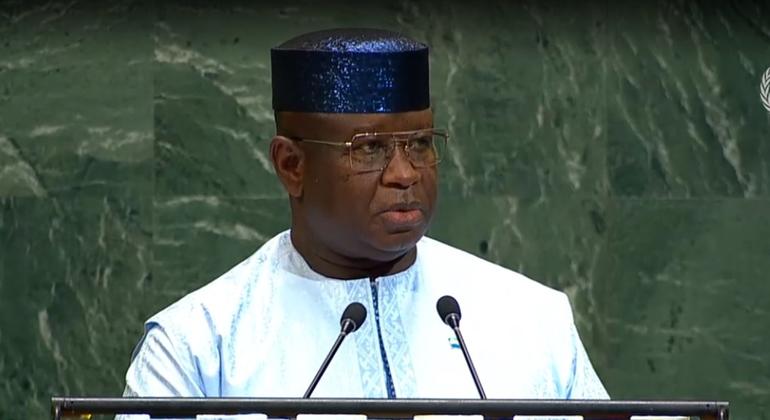 Julius Maada Bio, Rais wa Sierra Leone akihutubia mjadala mkuu wa mkutano wa 80 wa Baraza Kuu la UN, Septemba 24, 2025. Julius Maada Bio, Rais wa Sierra Leone akihutubia mjadala mkuu wa mkutano wa 80 wa Baraza Kuu la UN, Septemba 24, 2025.