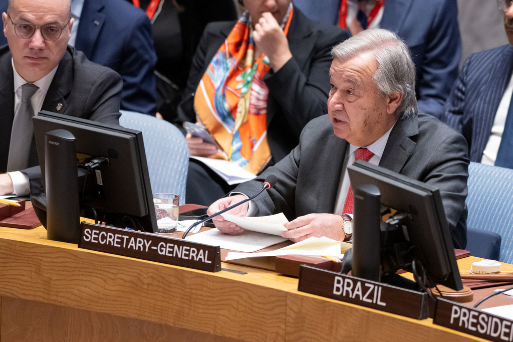 Le Secrétaire général de l'ONU, António Guterres, s'adresse au Conseil de sécurité de l'ONU sur la situation au Moyen-Orient, y compris la question palestinienne.