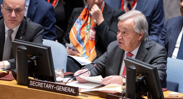 Secretário-geral da ONU, António Guterres, em declarações ao Conselho de Segurança na terça-feira