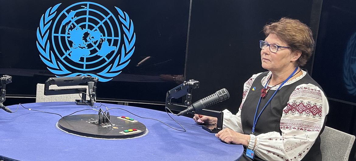 Екатерина Левченко в студии штаб-квартиры ООН. 