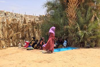 Des réfugiés soudanais, récemment arrivés en Libye, à Alkufra, le principal point d'entrée du pays.