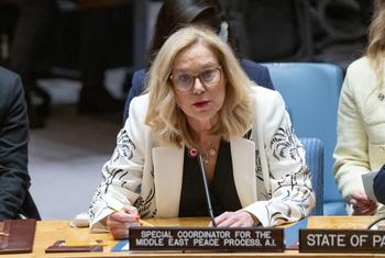 A coordenadora especial das Nações Unidas para o Processo de Paz no Oriente Médio, Sigrid Kaag, informa a reunião do Conselho de Segurança sobre a situação no Oriente Médio, incluindo a questão palestina