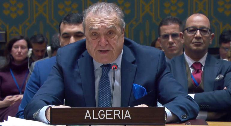 阿尔及利亚常驻联合国代表本贾马在安理会发言。