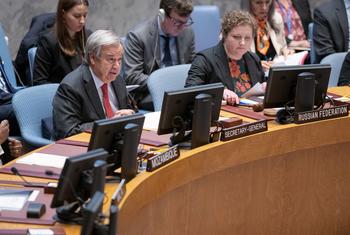 संयुक्त राष्ट्र महासचिव एंतोनियो गुटेरेश ने न्यूयॉर्क स्थित संयुक्त राष्ट्र मुख्यालय में, सूडान के मुद्दे पर संयुक्त राष्ट्र सुरक्षा परिषद के एक आपातकालीन सत्र को सम्बोधित किया.
