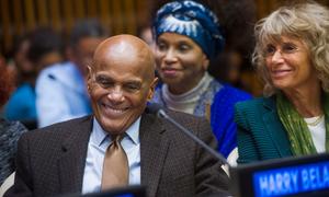 UNICEF Goodwill Ambassador Harry Belafonte takes part in a special event at UN Headquarters in New York in 2015 on Confronting Structural Racism against People of African Descent. (file)