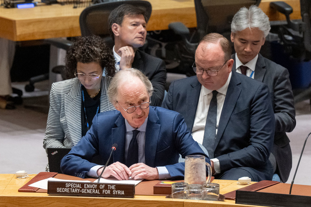 Geir Pedersen, Mjumbe Maalum wa UN kwa Syria akihutubia Baraza la Usalama la UN lililokutana 25 Aprili  2025 kujadili Syria.