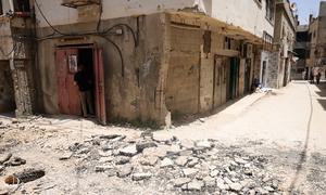 Damaged roads, buildings, and infrastructure due to the ongoing escalation of violence in Jenin, in the occupied West Bank.