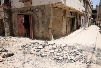 Damaged roads, buildings, and infrastructure due to the ongoing escalation of violence in Jenin, in the occupied West Bank.