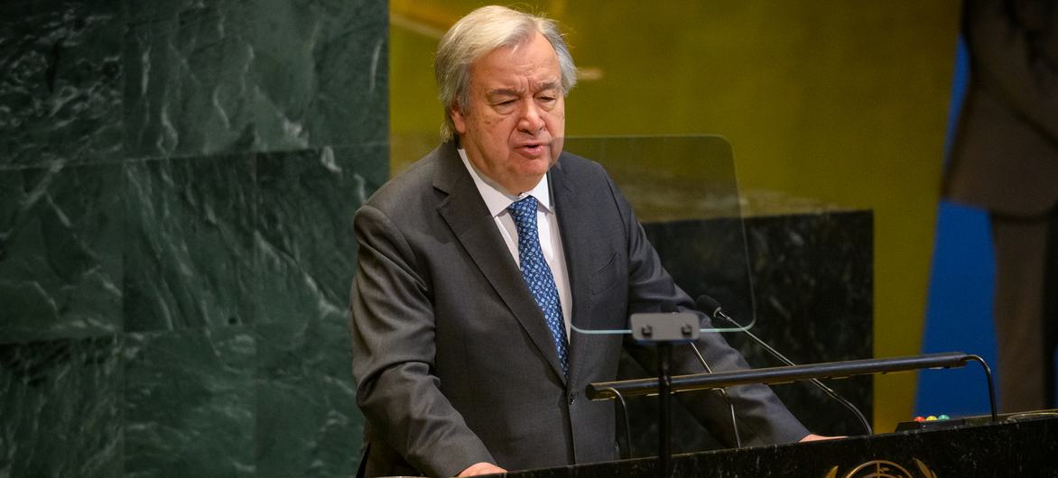 Secretary-General António Guterres addresses the UN General Assembly meeting on the responsibility to protect and the prevention of genocide, war crimes, ethnic cleansing, and crimes against humanity. Secretary-General António Guterres addresses the UN General Assembly meeting on the responsibility to protect and the prevention of genocide, war crimes, ethnic cleansing, and crimes against humanity.