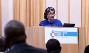 Deputy Secretary-General Amina J. Mohammed addesses the UN Food Systems Summit +2 Stocktaking Moment in Rome, Italy.