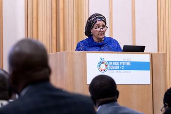Deputy Secretary-General Amina J. Mohammed addesses the UN Food Systems Summit +2 Stocktaking Moment in Rome, Italy.