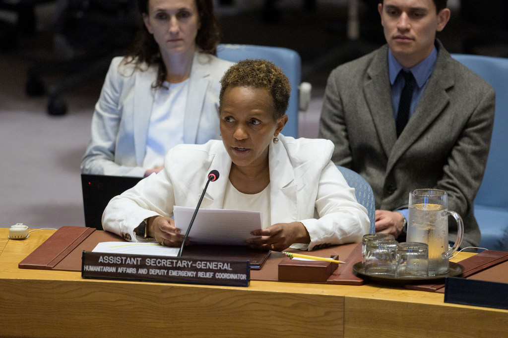 Joyce Msuya, Coordonnatrice adjointe des secours d'urgence des Nations Unies, informe le Conseil de sécurité de la situation en Ukraine.
