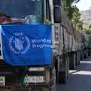 WFP convoy trucks delivering food and nutrition supplies to Adi Harush, Mai Aini, Mekelle and Shire in Tigray, Ethiopia.