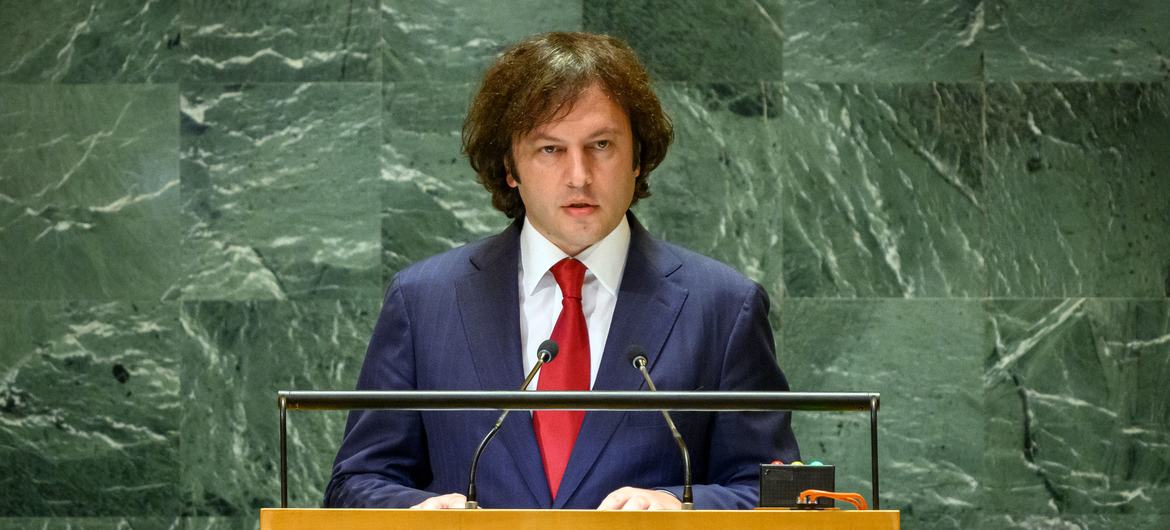 Премьер-министр Грузии выступает в Генеральной Ассамблее.