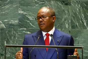 O presidente Úmaro Sissoco Embaló da Guiné-Bissau discursa no debate geral da 79ªsessão da Assembleia Geral