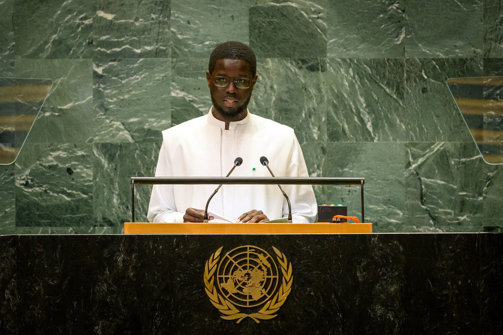 Le président du Sénégal, Bassirou Diomaye Faye, lors du débat général de la 81e session de l'Assemblée générale de l'ONU.
