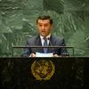 Министр иностранных дел Узбекистана Бахтиёр Саидов выступает на трибуне во время 79-й сессии Генеральной Ассамблеи ООН в Нью-Йорке.