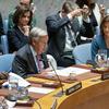 Le secrétaire général de ONU, António Guterres, s'exprime sur un podium lors d'une réunion du Conseil de sécurité de ONU à New York.