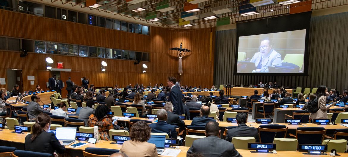 A wide view of the opening and plenary segment of the High-level Plenary Meeting on Addressing Existential Threats Posed by Sea Level Rise.