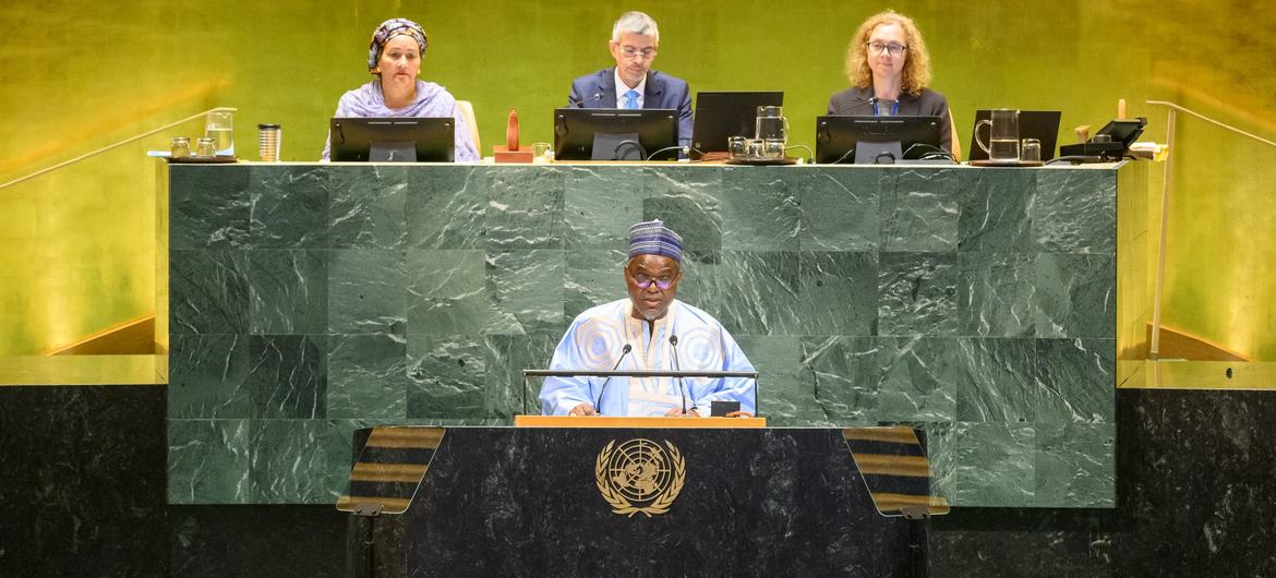 Vice President Muhammed Jallow of the Gambia, addresses the general debate of the General Assembly's 80th session. Vice President Muhammed Jallow of the Gambia, addresses the general debate of the General Assembly's 80th session.