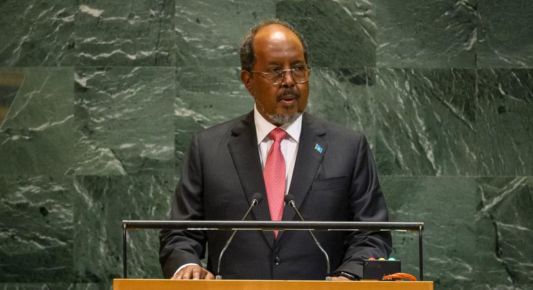 Hassan Sheikh Mohamud, Rais wa Somalia akihutubia mjadala mkuu wa mkutano wa 80 wa Baraza Kuu la UN Hassan Sheikh Mohamud, Rais wa Somalia akihutubia mjadala mkuu wa mkutano wa 80 wa Baraza Kuu la UN