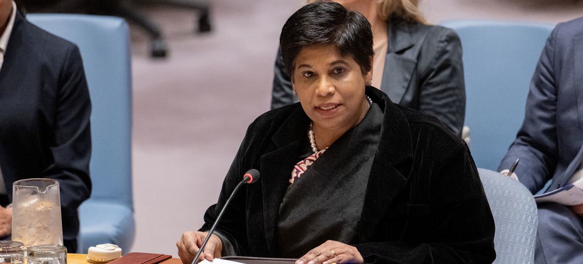 Nazhat Shameem Khan, Deputy Prosecutor of the International Criminal Court (ICC); briefs the UN Security Council meeting on the situation in Libya.