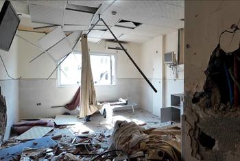 Part of the destruction that affected Al Amal Hospital in Khan Younis.