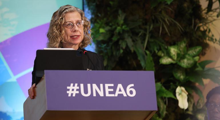 Executive Director of the United Nations Environment Program (UNEP) Inger Andersen at the opening of UNEA-6.