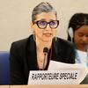 巴勒斯坦领土人权状况特别报告员弗兰切斯卡·阿尔巴内塞在日内瓦举行的联合国人权理事会第55届会议上发表讲话。