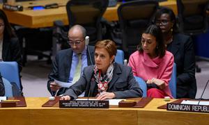 María Isabel Salvador, Special Representative and head of the UN Integrated Office in Haiti (BINUH), briefs members of the Security Council on the situation in the country.