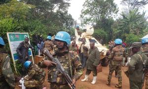 UN peacekeepers patrol the village of Logo in Djugu territory in eastern DR Congo.