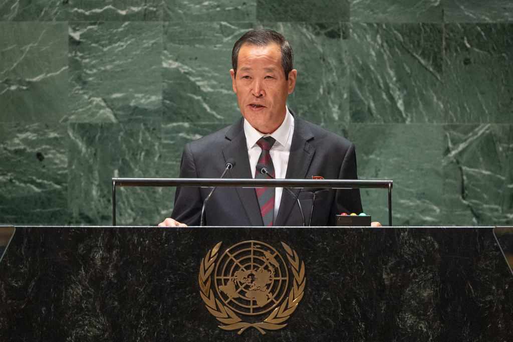朝鲜常驻联合国代表金星一般性辩论上发言。
