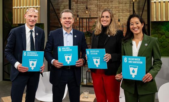 Participants at the event “Why water matters: accelerating progress on SDG 6”, held in the SDG Media Zone during the high-level week of the 78th session of the General Assembly.