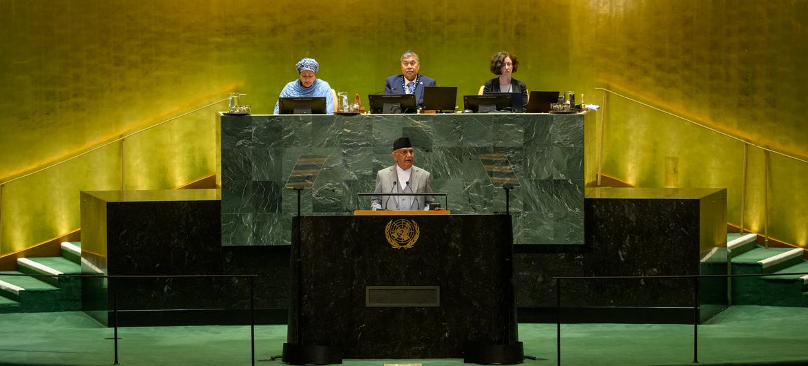 KP Sharma Oli, Prime Minister of Nepal, addresses the general debate of the General Assembly’s seventy-ninth session.