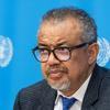 El secretario general de la ONU, Tedros Adhanom, en una rueda de prensa sobre la resistencia a los antimicrobianos.