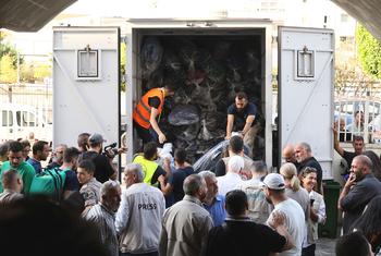 Water, blankets and hygiene kits are being distributed to internally displaced people in Beirut, Lebanon.