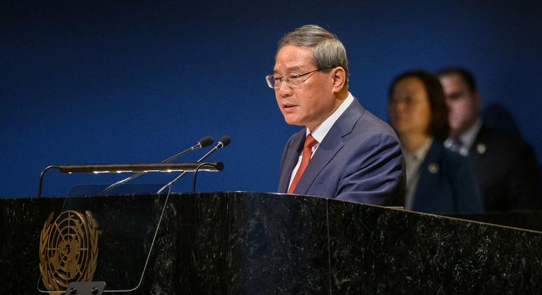 中华人民共和国总理李强在联合国大会第八十届会议一般性辩论中发表讲话。